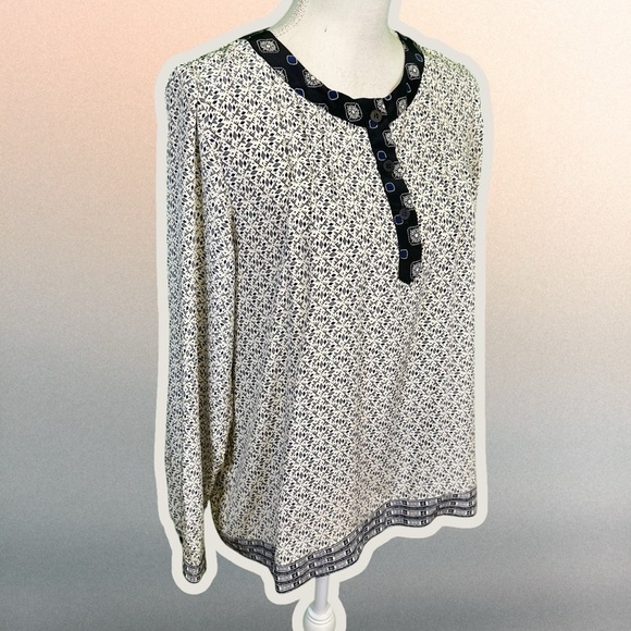 Sea New York White & Black 100% Silk Button-Up Geometric Print Tunic Size 4 - Picture 11 of 12